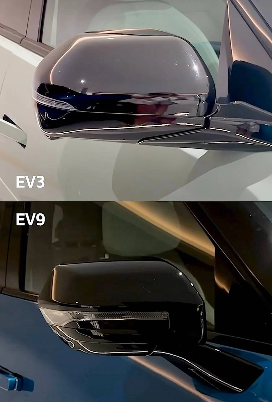 Kia EV3 EV3 vs. EV9 comparison side by side photos side view mirror EV3 vs. EV9 comparison side by side photos pics 3