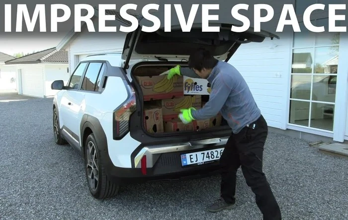 Kia EV3 banana box (cargo storage space) test by Bjørn Nyland